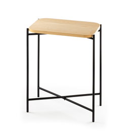 Hanah Home SHB-003 Mesa de Centro Moderna, Madera y Metal, 40x56x26 cm, Negra y Natural
